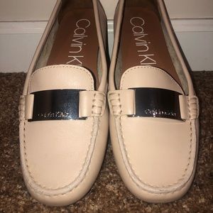 Calvin Klein Lisette Leather Loafers size 8 Natural Leather Color